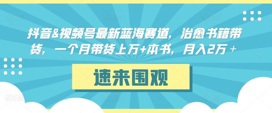
          抖音&视频号最新蓝海赛道，治愈书籍带货，一个月带货上万+本书，月入2万＋ - Featured image
        