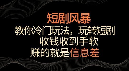 
          短剧风暴，教你冷门玩法，玩转短剧，收钱收到手软 - Featured image
        