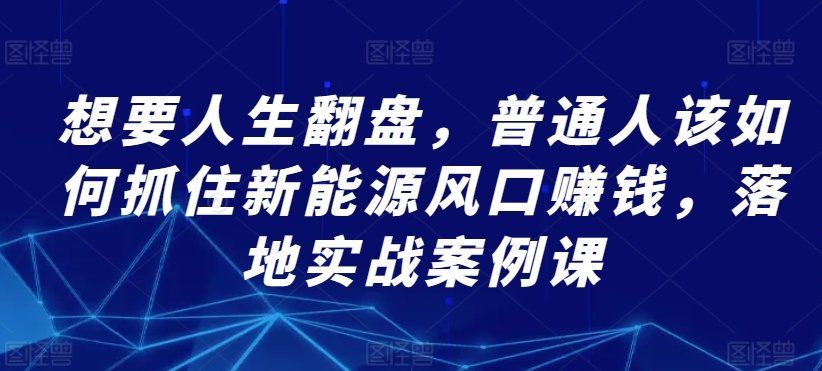 
          想要人生翻盘，普通人该如何抓住新能源风口赚钱，落地实战案例课 - Featured image
        