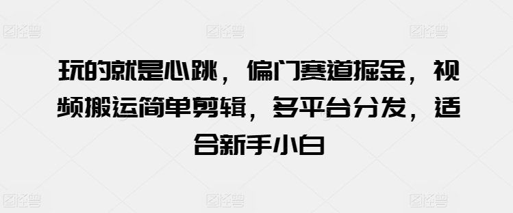 
          玩的就是心跳，偏门赛道掘金，视频搬运简单剪辑，多平台分发，适合新手小白 - Featured image
        