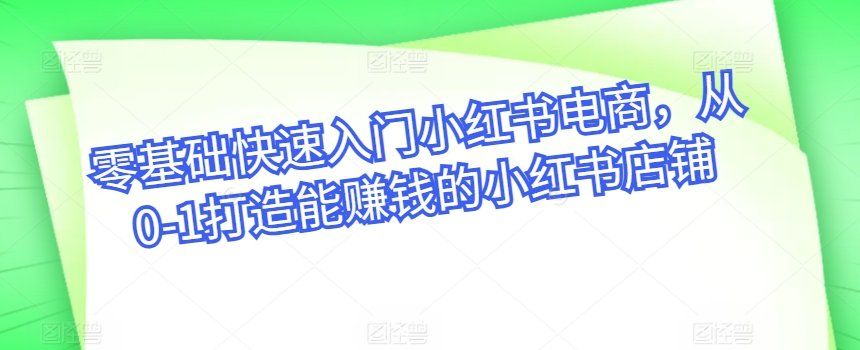 
          零基础快速入门小红书电商，从0-1打造能赚钱的小红书店铺 - Featured image
        