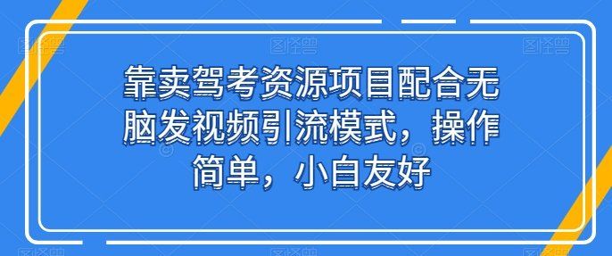 
          靠卖驾考资源项目配合无脑发视频引流模式，操作简单，小白友好 - Featured image
        