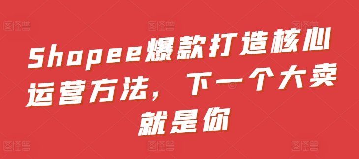 
          Shopee爆款打造核心运营方法，下一个大卖就是你 - Featured image
        