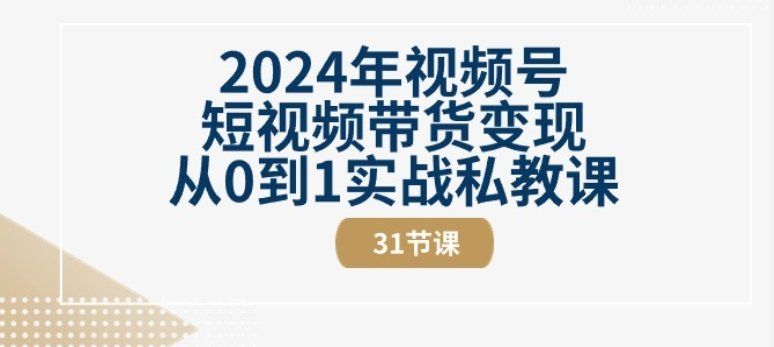
          2024年视频号短视频带货变现从0到1实战私教课(31节视频课) - Featured image
        