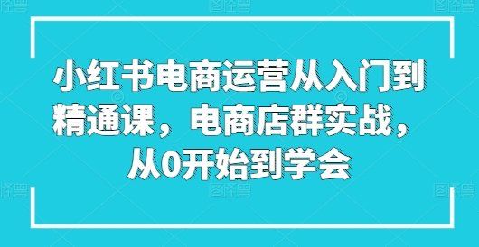 
          小红书电商运营从入门到精通课，电商店群实战，从0开始到学会 - Featured image
        