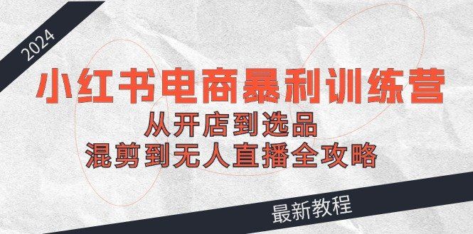 
          2024小红书电商暴利训练营：从开店到选品，混剪到无人直播全攻略 - Featured image
        