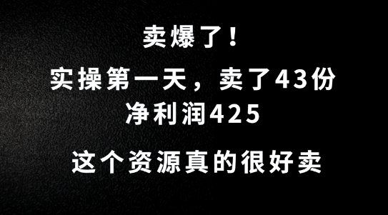 
          这个资源，需求很大，实操第一天卖了43份，净利润425【揭秘】 - Featured image
        