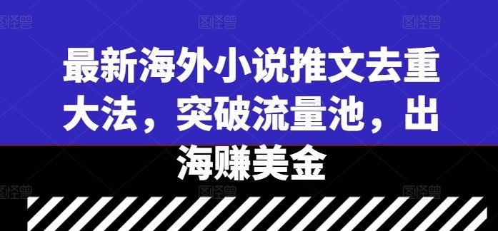 
          最新海外小说推文去重大法，突破流量池，出海赚美金 - Featured image
        