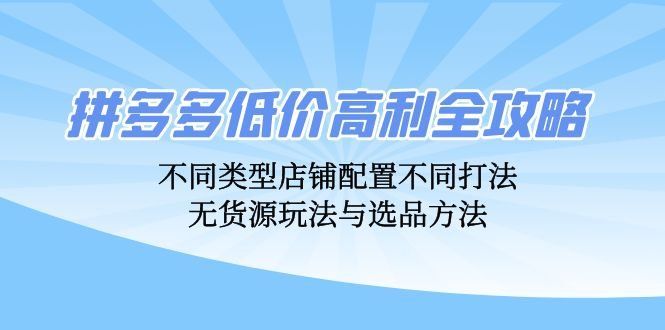 
          （12897期）拼多多低价高利全攻略：不同类型店铺配置不同打法，无货源玩法与选品方法 - Featured image
        