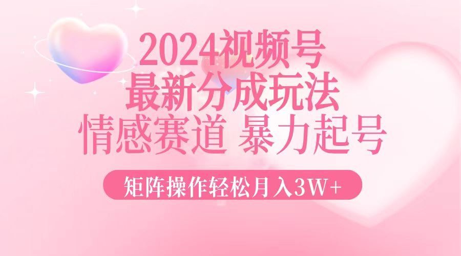 
          （12922期）2024最新视频号分成玩法，情感赛道，暴力起号，矩阵操作轻松月入3W+ - Featured image
        