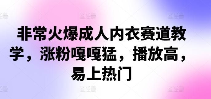 
          非常火爆成人内衣赛道教学，​涨粉嘎嘎猛，播放高，易上热门 - Featured image
        