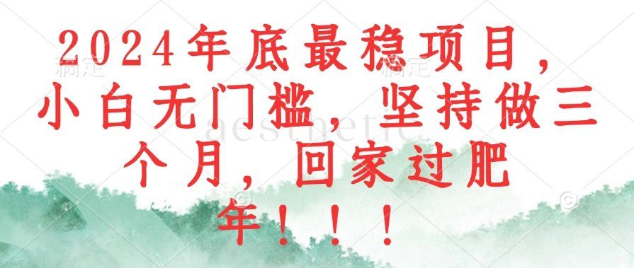 
          （12970期）2024年底最稳项目，小白无门槛，坚持做三个月，回家过肥年！！！ - Featured image
        