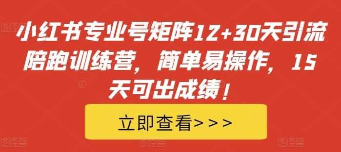 
          小红书专业号矩阵12+30天引流陪跑训练营，简单易操作，15天可出成绩! - Featured image
        