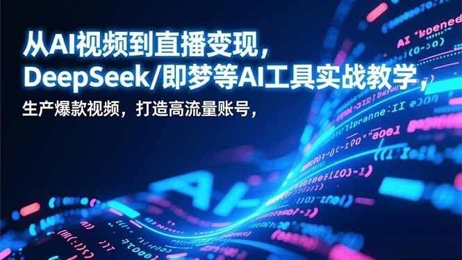 
          从AI视频到直播变现，DeepSeek/即梦等AI工具实战教学，生产爆款视频，打造高流量账号 - Featured image
        