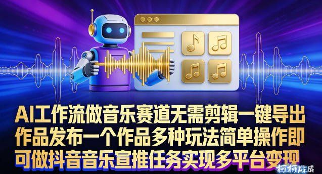 
          AI工作流做音乐赛道，无需剪辑，一键导出作品发布，一个作品多种玩法，简单操作即可做抖音音乐宣推任务 - Featured image
        