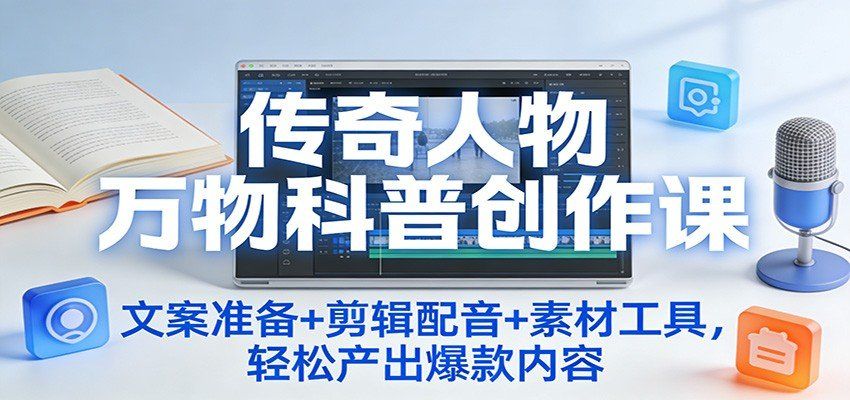 
          传奇人物万物科普创作课：文案准备+剪辑配音+素材工具，轻松产出爆款内容 - Featured image
        