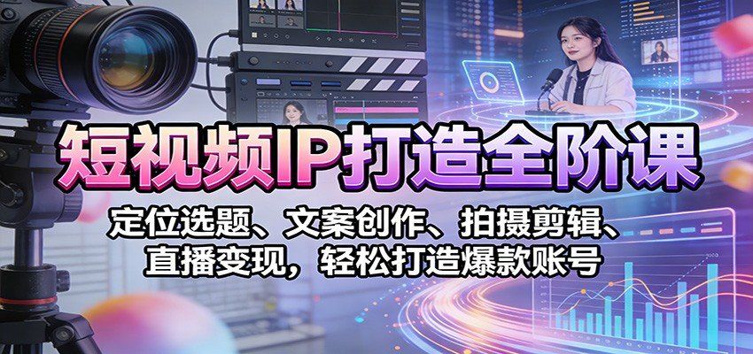 
          短视频IP打造全阶课：定位选题、文案创作、拍摄剪辑、直播变现，轻松打造爆款账号 - Featured image
        