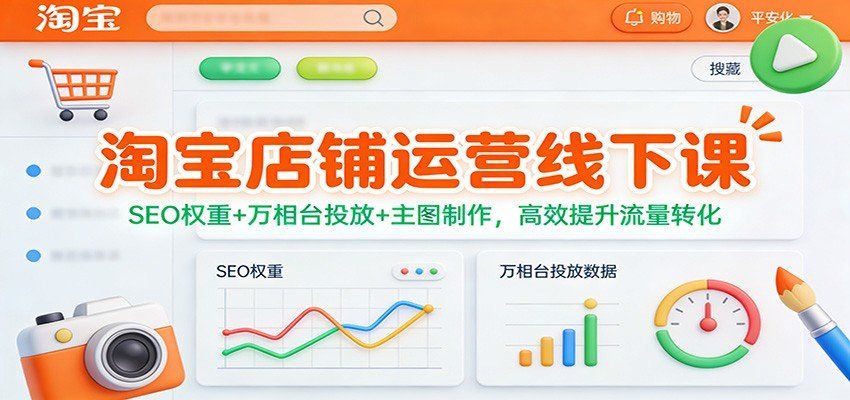 
          淘宝店铺运营线下课：SEO权重+万相台投放+主图制作，高效提升流量转化 - Featured image
        