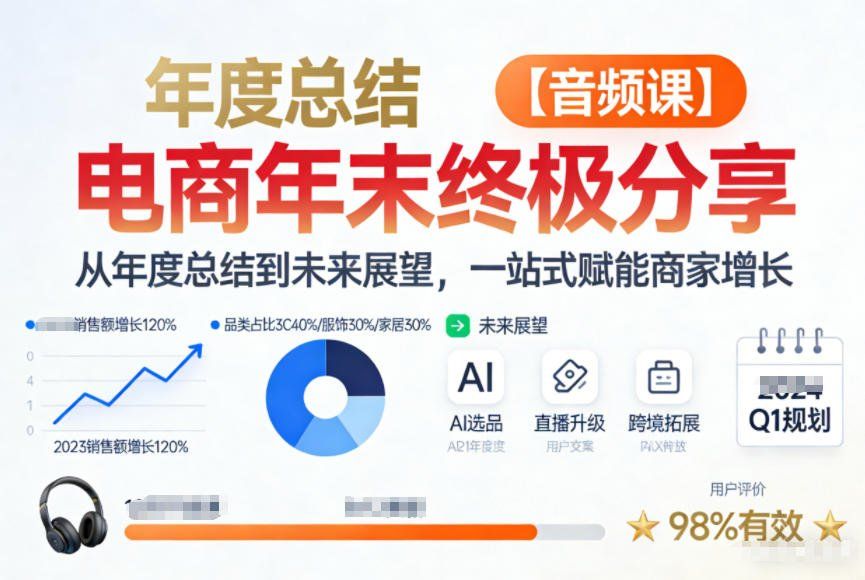 
          电商年未终极分享，从年度总结到未来展望，一站式赋能商家增长【音频课】 - Featured image
        