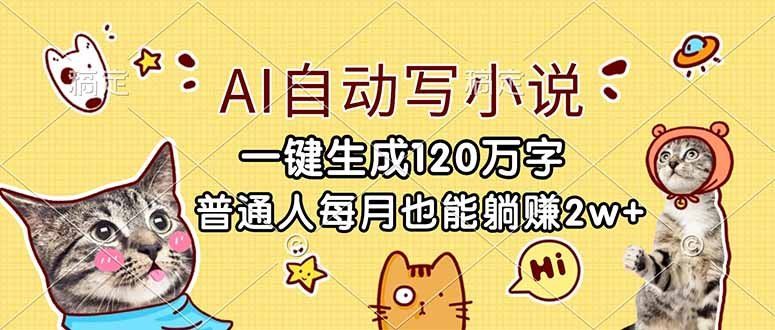 
          AI自动写小说，一键生成120万字，普通人每月也能躺赚2w+ - Featured image
        