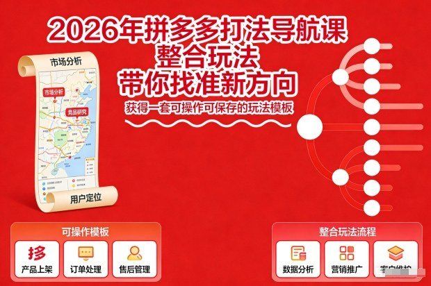 
          2026年拼多多打法导航课，整合玩法，带你找准新方向，获得一套可操作可保存的玩法模板 - Featured image
        