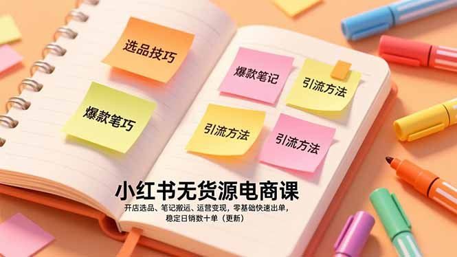 
          小红书无货源电商课，开店选品、笔记搬运、运营变现，零基础快速出单，稳定日销数十单（更新） - Featured image
        