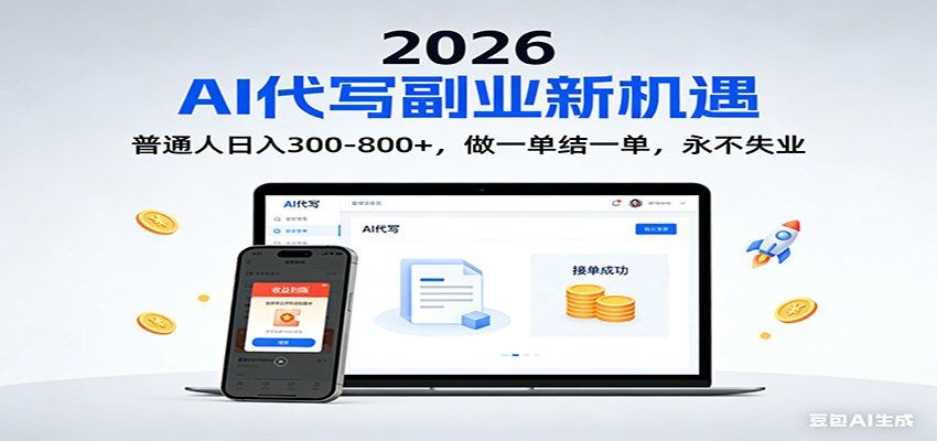 
          2026 副业首选！AI 代写日入 300-800，普通人0门槛，做一单结一单！ - Featured image
        