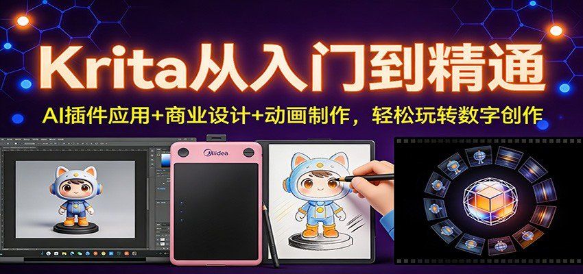 
          Krita从入门到精通：AI插件应用+商业设计+动画制作，轻松玩转数字创作 - Featured image
        