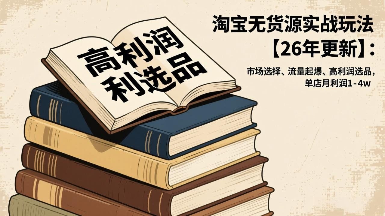 
          淘宝无货源实战玩法【26年更新】：市场选择、流量起爆、高利润选品，单店月利润1-4w - Featured image
        