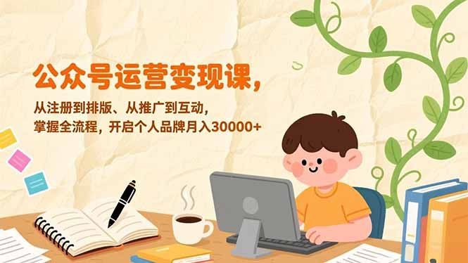 
          公众号运营变现课，从注册到排版、从推广到互动，掌握全流程，开启个人品牌月入30000+ - Featured image
        