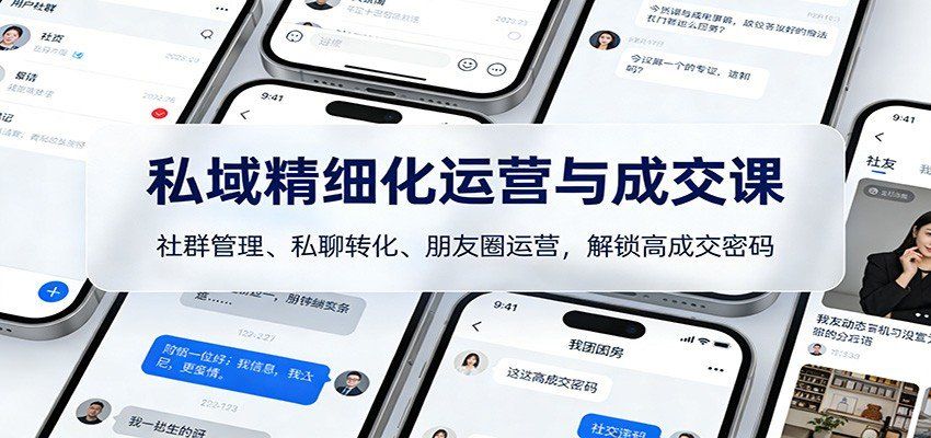 
          私域精细化运营与成交课：社群管理、私聊转化、朋友圈运营，解锁高成交密码 - Featured image
        