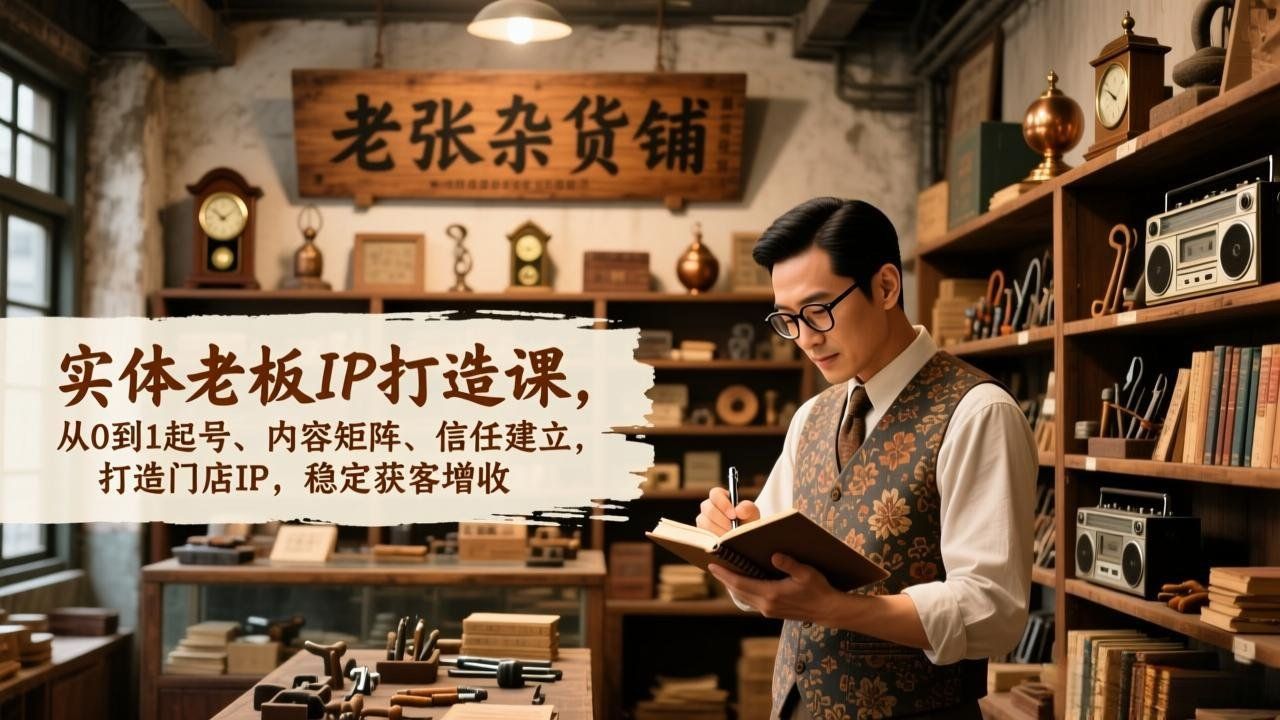 
          实体老板IP打造课，从0到1起号、内容矩阵、信任建立，打造门店IP，稳定获客增收 - Featured image
        