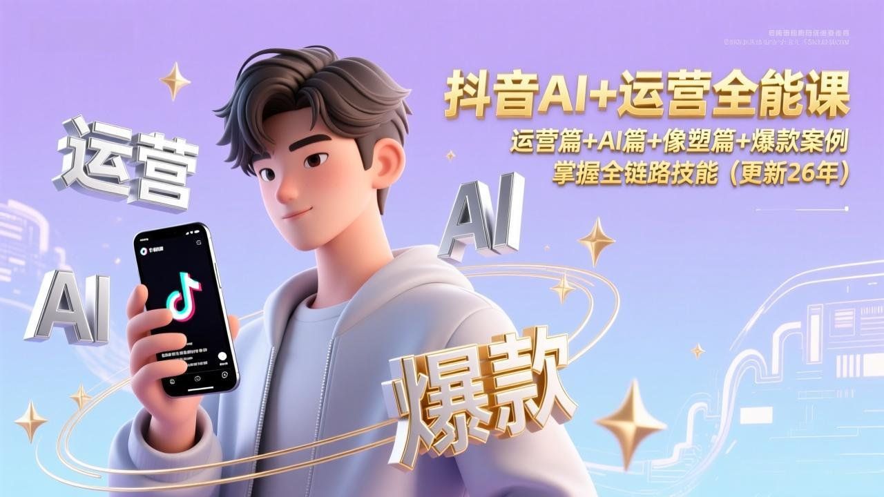 
          抖音AI+运营全能课，运营篇+AI篇+像塑篇+爆款案例，掌握全链路技能(更新26年 - Featured image
        