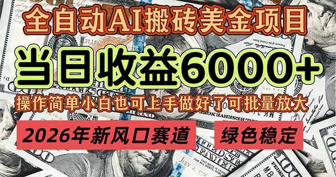 
          2026年新风口赛道，当日6000+以上，可批量放大，月收入20万+，长期绿色稳定的项目 - Featured image
        