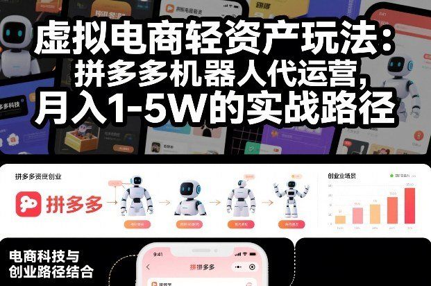
          虚拟电商轻资产玩法：拼多多机器人代运营，月入1-5W的实战路径【揭秘】 - Featured image
        