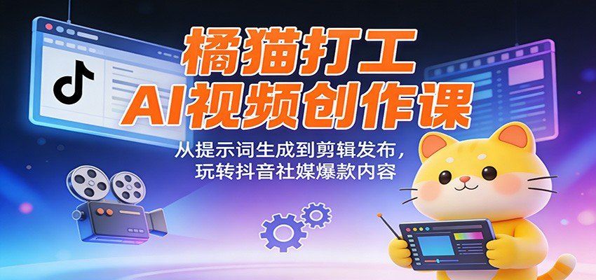 
          橘猫打工AI视频创作课：从提示词生成到剪辑发布，玩转抖音社媒爆款内容 - Featured image
        