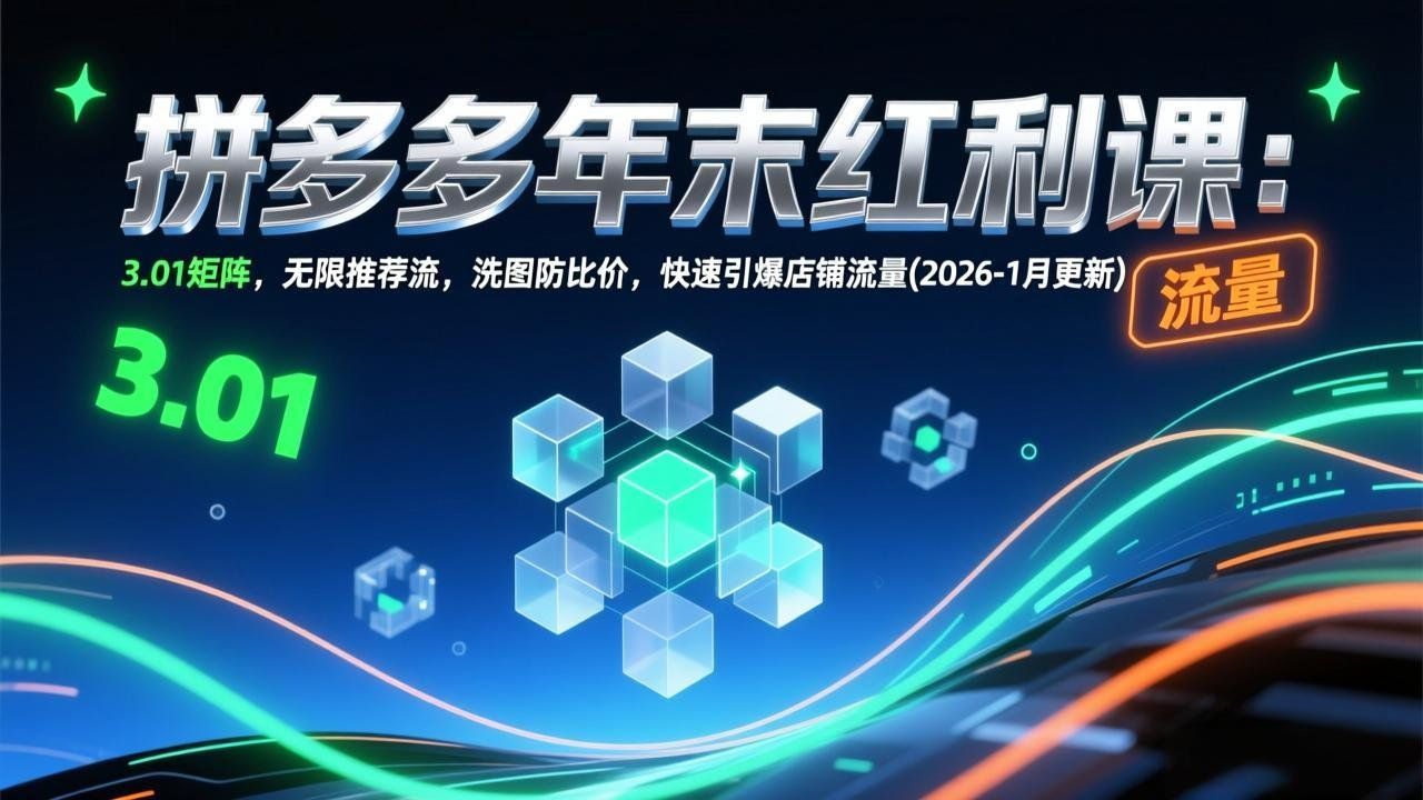 
          拼多多年末红利课：3.01矩阵，无限推荐流，洗图防比价，快速引爆店铺流量(2026-1月更新 - Featured image
        