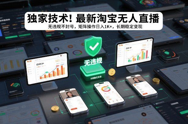 
          独家技术！最新淘宝无人直播：无违规不封号，矩阵操作日入1K+，长期稳定变现【揭秘】 - Featured image
        