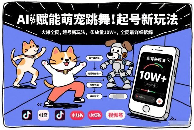 
          AI赋能萌宠跳舞，火爆全网，起号新玩法，条条播放量10W+，全网最详细拆解 - Featured image
        