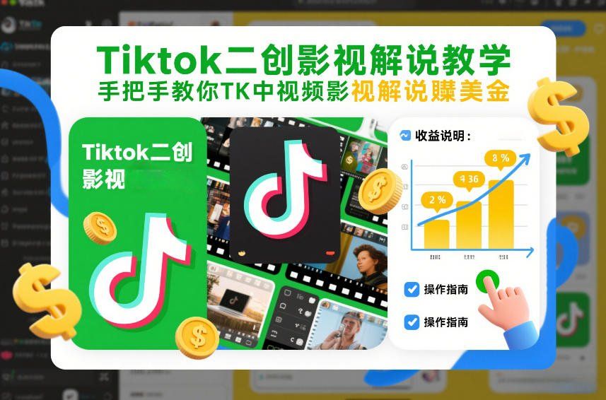 
          Tiktok二创影视解说教学，手把手教你TK中视频影视解说賺美金(更新26年1月) - Featured image
        