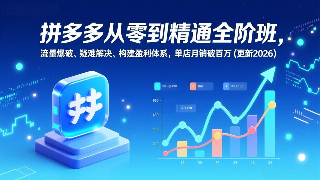 
          拼多多从零到精通全阶班，流量爆破、疑难解决，构建盈利体系，单店月销破百万(更新2026 - Featured image
        