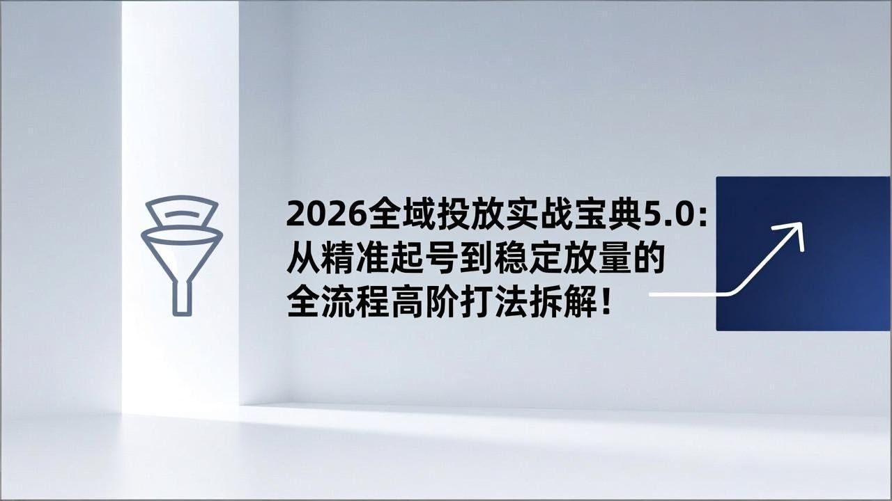 
          2026全域投放实战宝典5.0：从精准起号到稳定放量的全流程高阶打法拆解！ - Featured image
        