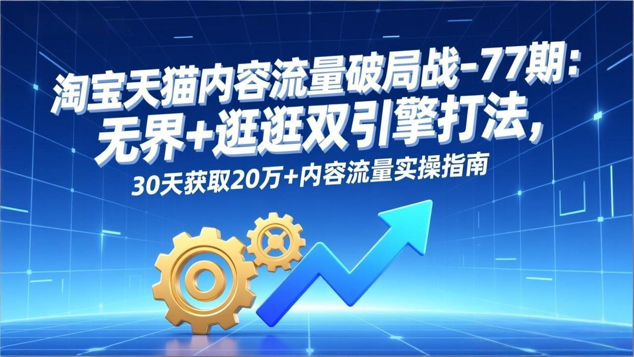 
          淘宝天猫内容流量破局战-77期：无界+逛逛双引擎打法，30天获取20万+内容流量实操指南 - Featured image
        