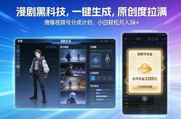 
          漫剧黑科技，一键生成，原创度拉满，撸爆视频号分成计划，小白轻松月入3k+ - Featured image
        