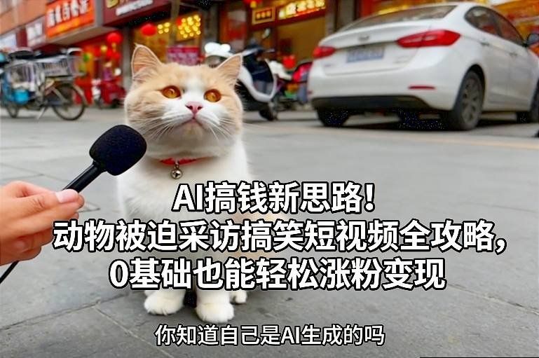 
          AI搞钱新思路！动物被迫采访搞笑短视频全攻略，0基础也能轻松涨粉变现 - Featured image
        