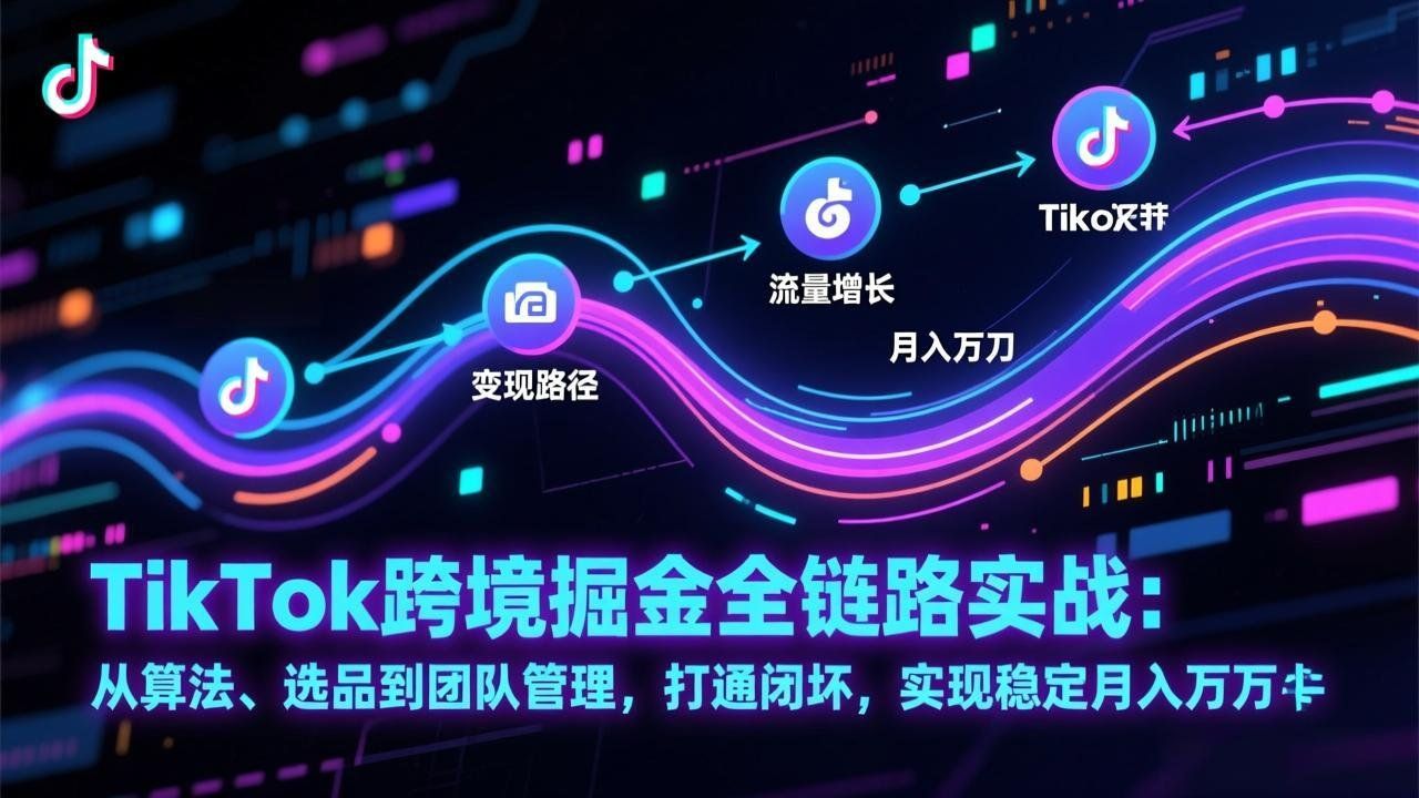 
          TikTok跨境掘金全链路实战：从算法、选品到团队管理，打通闭环，实现稳定月入万刀 - Featured image
        