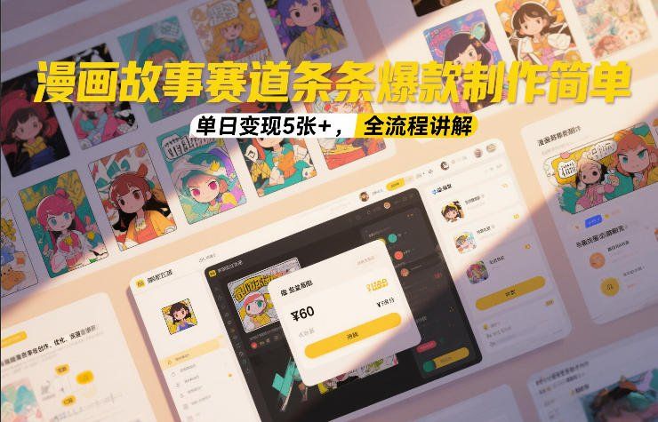 
          漫画故事赛道条条爆款制作简单，单日变现5张+，全流程讲解 - Featured image
        