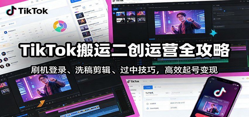 
          TikTok搬运二创运营全攻略：刷机登录、洗稿剪辑 、过中技巧，高效起号变现 - Featured image
        
