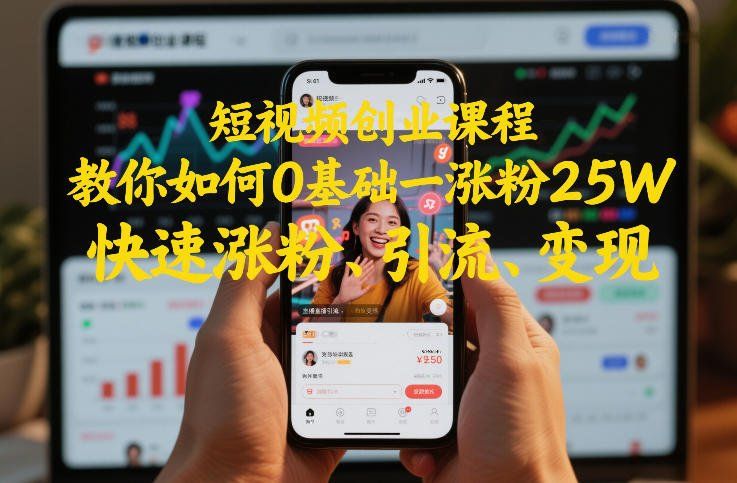 
          短视频创业课程，教你如何0基础一天涨粉25W，快速涨粉、引流、变现 - Featured image
        