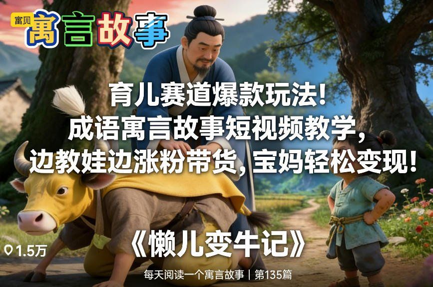 
          育儿赛道爆款玩法！成语寓言故事短视频教学，边教娃边涨粉带货，宝妈轻松变现！ - Featured image
        